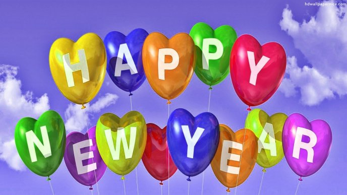 Happy New Year 2019  - Colorful ballons in the air