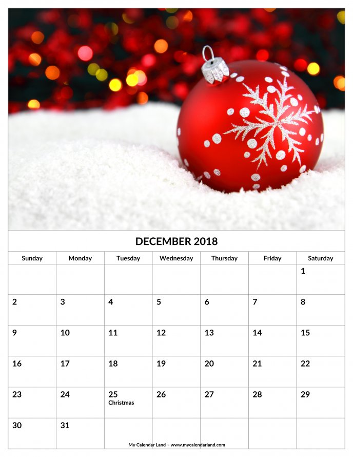 Christmas time  - December 2019 Calendar
