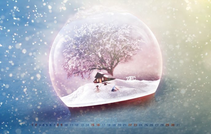Wonderful magic love time in a crystal globe - Winter season