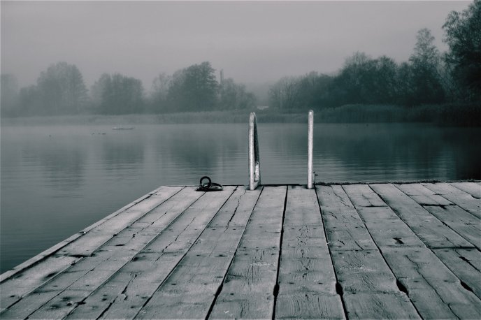 Gray day on the lake - HD mystique wallpaper