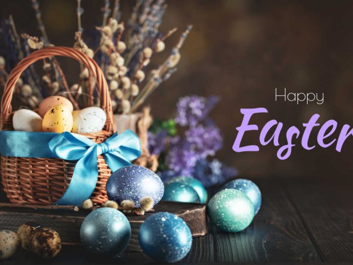 Wonderful blue sparkly color on Easter eggs - HD wallpaper