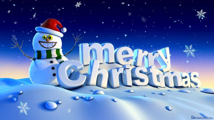 Snowman Merry Christmas - HD wallpaper