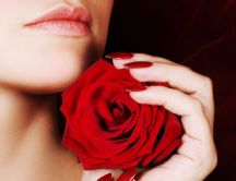 Perfect red rose nails and lips