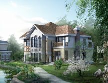 Beautiful house 3D rendered model