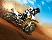 Motorcycle racing on the sand - Suzuki