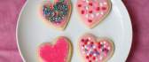 Four pink heart-shaped cookies