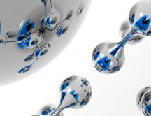 Blue and silver bubbles - abstract