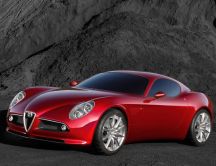 Red Alfa Romeo 8C Competizione - side view