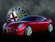 Alfa Romeo 8C - beautiful red car and logo
