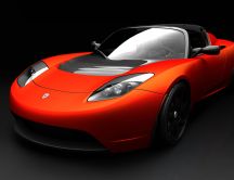 The Electric Tesla Roadster - red car HD wallpaper