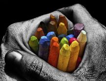 A handful of crayons