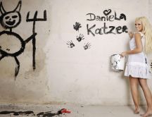 Daniela Katzenberger - painting on the wall - poster