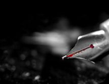 Pen with red ink HD wallpaper