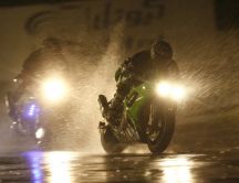 Motorcycle race in the rain