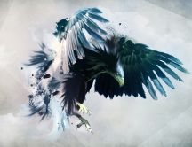 Angry eagle with big and blue wings - Abstract HD wallpaper