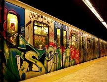 Beautiful graffiti art on subway