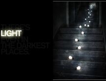 Light bulbs strung on stairs HD wallpaper