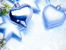 Blue hearts - Christmas ornaments HD wallpaper