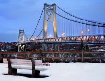 Mid Hudson bridge in Winter season HD wallpaper