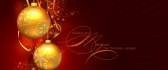 Merry Christmas - golden ornaments on a red background