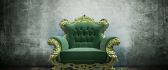 Green throne in a wilderness room