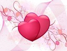 Two pink hearts - Valentine's Day HD wallpaper