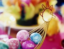 Artistic Easter wallpaper - eggs in a basket