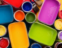 Paints in a palette full of colors - HD wallpaper