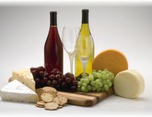 Wine, cheese and fruits - perfect combination
