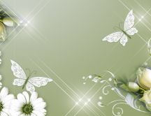 Flowers and butterflies - beautiful spring background