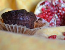 Delicious cupcake with pomegranate