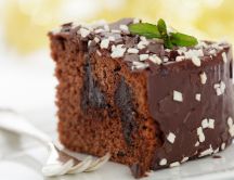 Delicious piece of cake - chocolate and mint