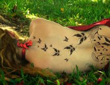 Wonderful tattoo - music and butterflies