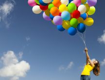 Happy day - hundreds of colorful balloons