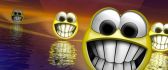 Funny smiley faces float on water - HD wallpaper