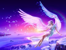 Anime girl - a beautiful guardian angel