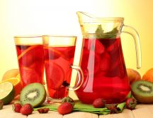 Fresh fruit juice - kiwi, lemon and strawberries