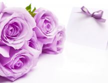 Pink roses - flowers and invitation for marriage