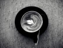 Black and white wallpaper - delicious coffee in a cup