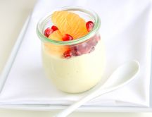 Sweet jam with yogurt and fruits - good morning
