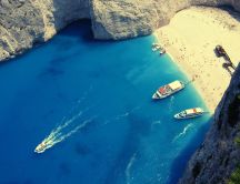 Boat race in Greece - famous beach with golden sand