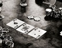 Black and white poker game - big blind on the table