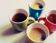 Four delicious cups of tea and coffee - good morning