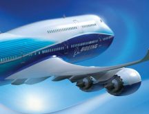 Fly to an unknown destination with a blue Boeing plane