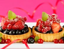 Two mini fruit tarts - delicious sweet dessert
