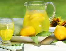 Fresh lemonade in the hot summer days - delicious drink