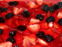 The delicious jelly of strawberry and berries