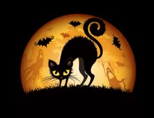 Cats are evil on Halloween night - HD wallpaper