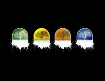 Abstract wallpaper - windows with the four seasons