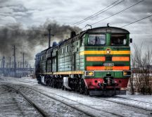 Old steam locomotive at work in winter - HD wallpaper